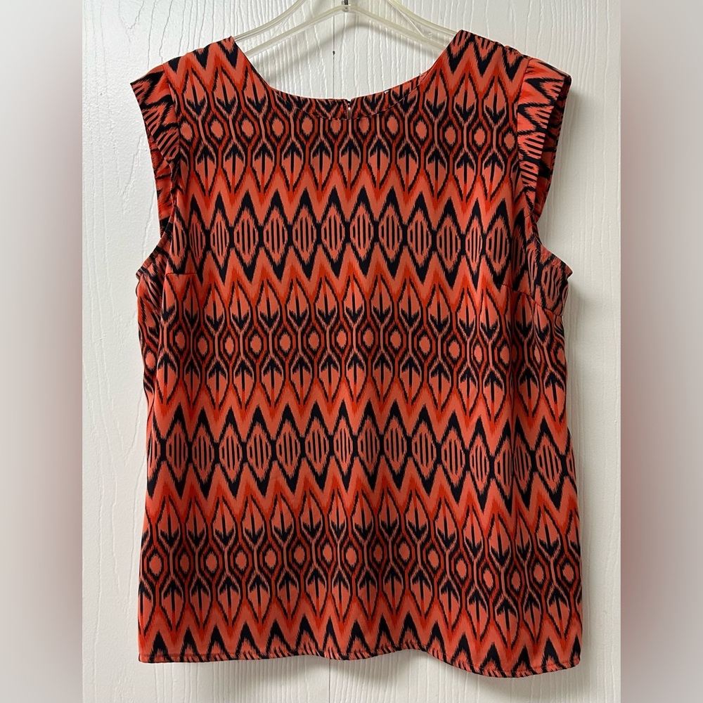 Stylish Orange and Black Women's Top Size L